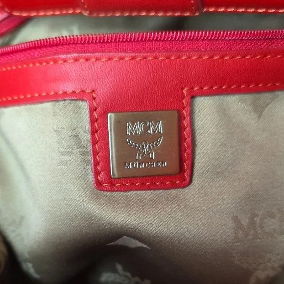MCM Red Quilted Shoulder Bag EUC - Picture 6 of 10